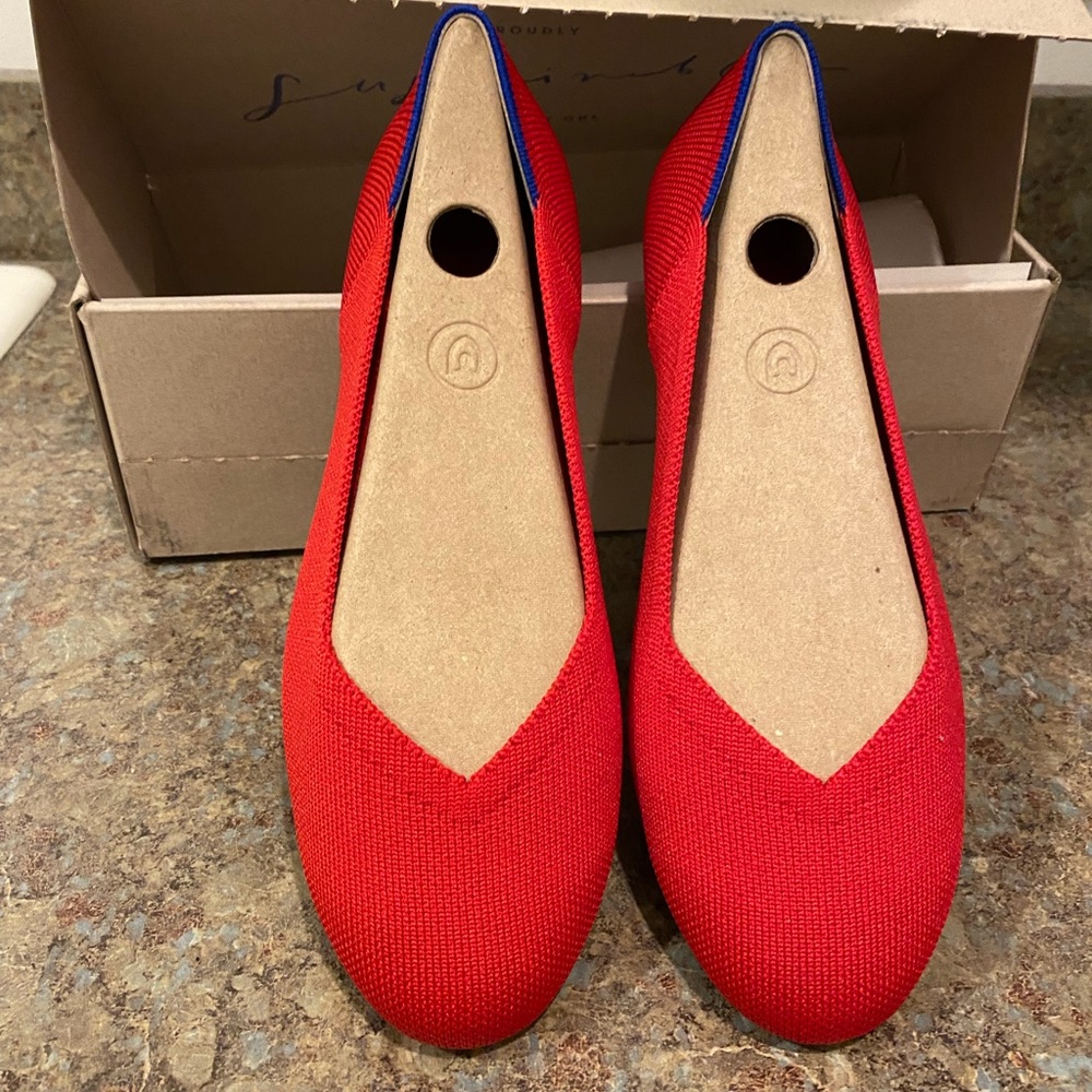 Rothy’s 7.5 Bright Red. Like NEW.